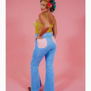 Hammie’s Women's Spring Bell Bottoms in blue poppy/powder pink